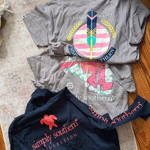 Simply Southern Graphic T-Shirts - Gray and Navy Medium